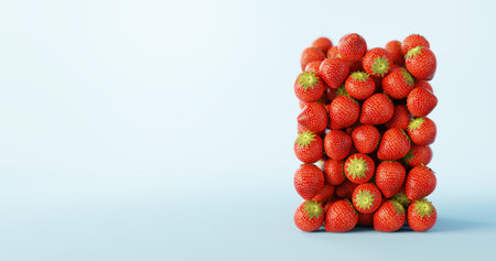 Strawberries ultra realistic background, original 3d rendering illustration