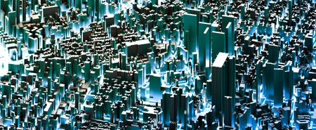 Techno mega city; urban and futuristic technology concepts, original 3d rendering