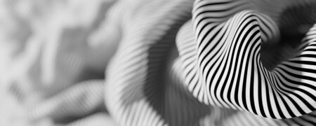 Abstract striped surface, black and white original 3d renderingの写真素材