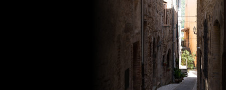 Typical Italian old medieval townの写真素材