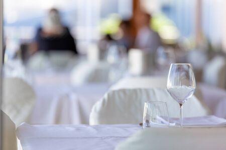 Elegant restaurant abstract defocused backgroundの写真素材