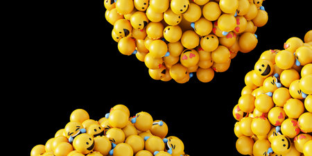 Infinite emoticons 3d rendering background, social media and communications concept