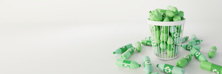 Plastic waste and recycle problem concept, original 3d rendering