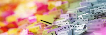 Infinite credit cards abstract background, finance and global payments concept, original 3d rendering illustrationの写真素材