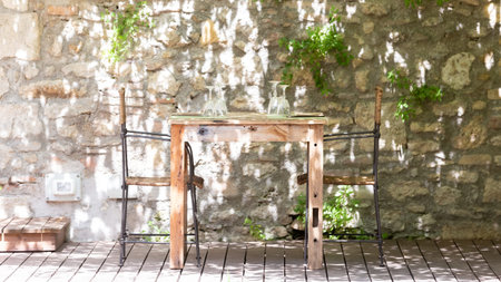 Old style traditional Italian trattoria restaurantの写真素材