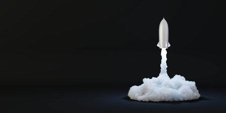 Rockets being launched, success and growth concepts, original 3d renderingの写真素材