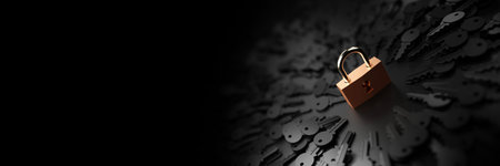 One padlock with infinite keys, metaphor of problems, solutions  and risk management; original 3d renderingの写真素材