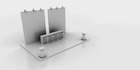 Corporate booth, isolated on white, with copy space. Original 3d renderingの写真素材