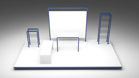 Empty exhibition booth, copy space illustration, original design 3d rendering