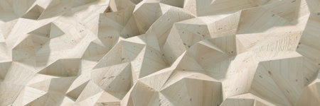 Abstract polygonal background, with a realistic wooden texture. Original 3d rendering, wide...