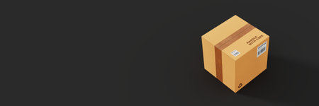 Isolated shipping box, transportation and logistics concept, original 3d rendering illustrationの写真素材