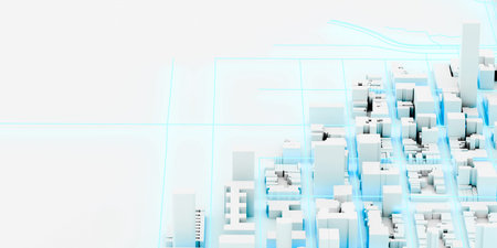 Techno mega city; urban and futuristic technology concepts, original 3d renderingの写真素材