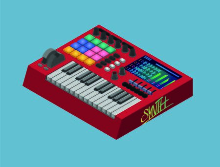 Midi Keyboard  #1 colorful synthesizer with sequencerのイラスト素材
