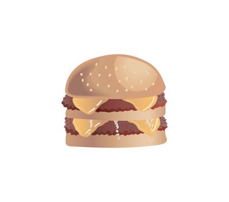 a burger with two beef patties on a white background.のイラスト素材