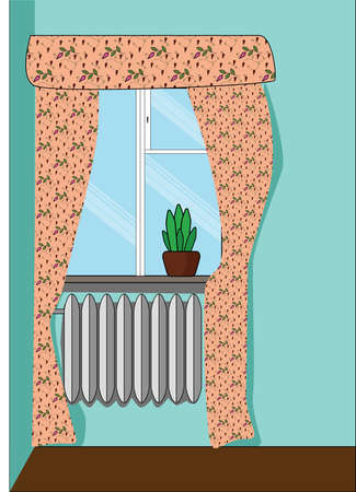 Cartoon Home Window in roomのイラスト素材