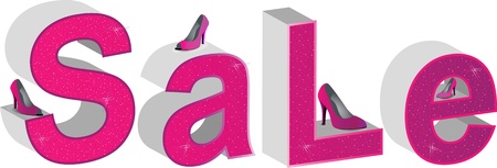 Shoes on the sale word in pink colorsのイラスト素材