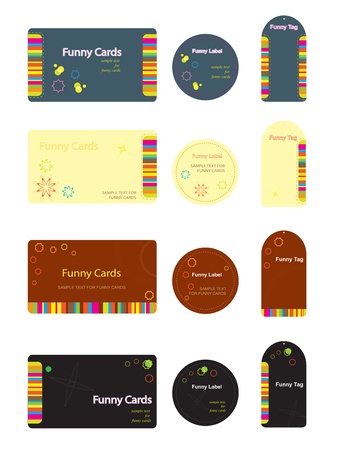 Funny cards labels and tags in for different variations.のイラスト素材