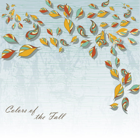 decorative fall coloful tree with autumn leafs and textのイラスト素材