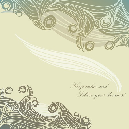 Vintage colors wave abstract and beauty  background hand drawnのイラスト素材