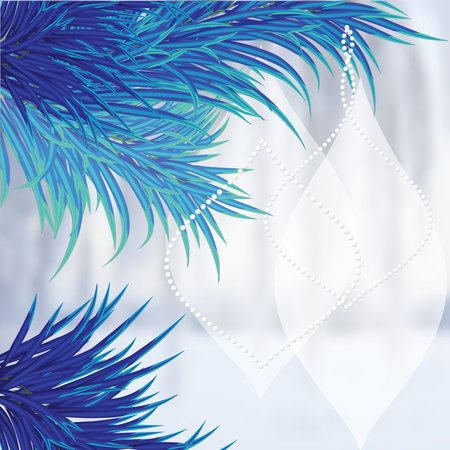 Elegant background with blue Christmas tree and bubblesのイラスト素材