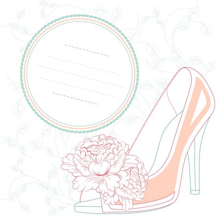high heels shoes retro style vintage post cardのイラスト素材