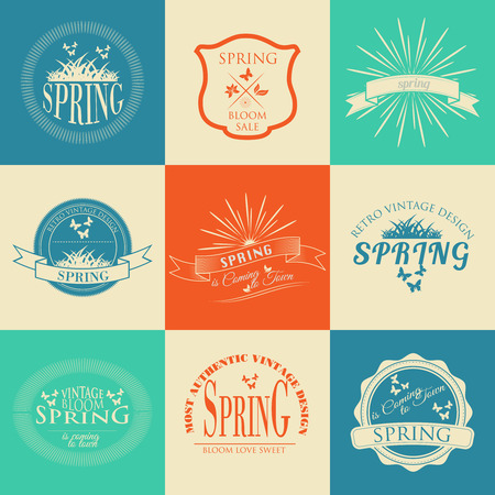Set of  business sign graphics and text icon designs vintage colorsのイラスト素材