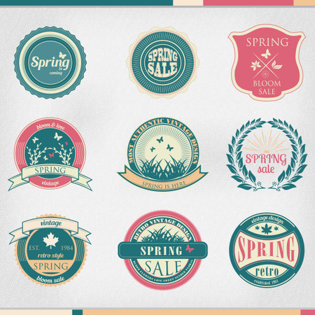 Set of  business sign graphics and text icon designs vintage colorsのイラスト素材