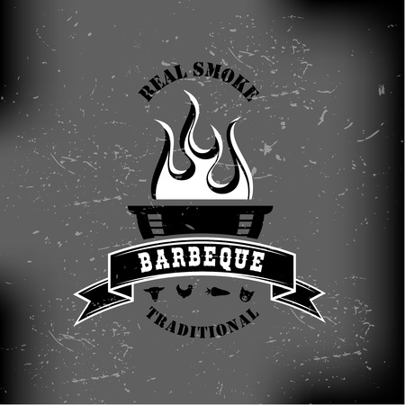 BBQ barbecue logo emblem design monochromeのイラスト素材