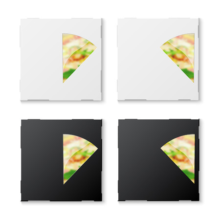 set of cardboard pizza box templates with shadowsのイラスト素材