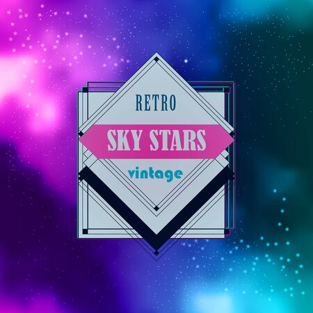 stylish line insignias icon over a night sky galaxy abstract backgroundのイラスト素材