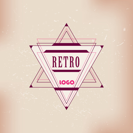 stylish line insignias logo over old vintage papper backgroundのイラスト素材