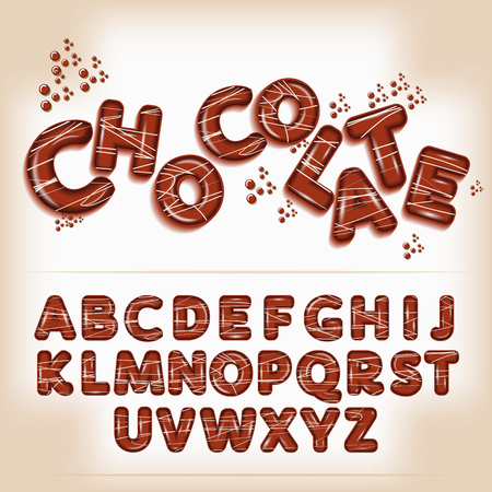 Comic cartoon chocolate candy style alphabet 3d lettersのイラスト素材