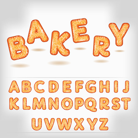 Comic cartoon bakery style alphabet 3d lettersのイラスト素材