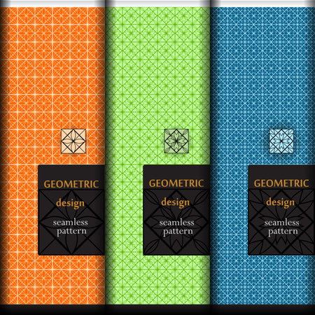 Seamless Geometric ornament Patterns Set in bright color designのイラスト素材