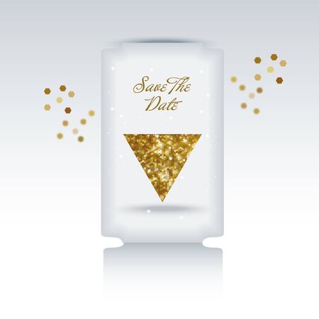 Cute card with gold confetti glitter and save the date invitation.のイラスト素材