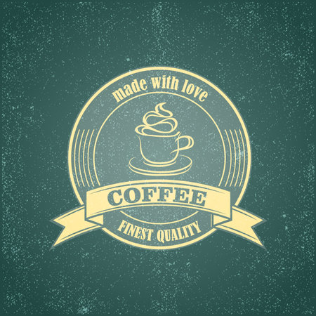 Coffee logo emblem retro design template on vintage grunge backrgroundのイラスト素材