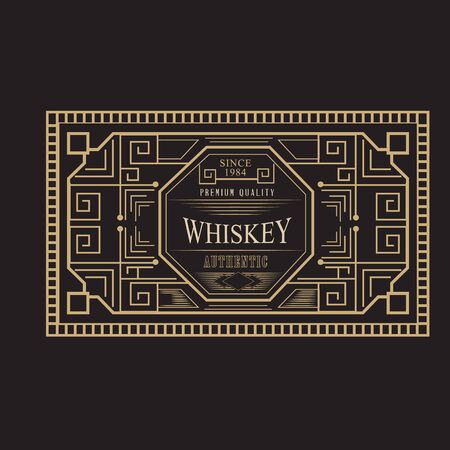 antique frame vintage border whiskey label retro  vector illustrationのイラスト素材