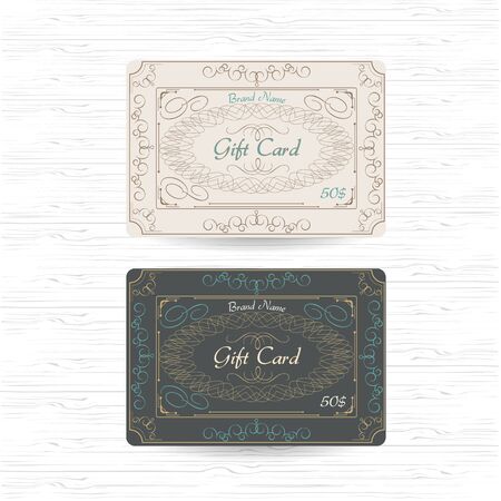 set of vintage ornament calligraphic  greeting or gift card templateのイラスト素材
