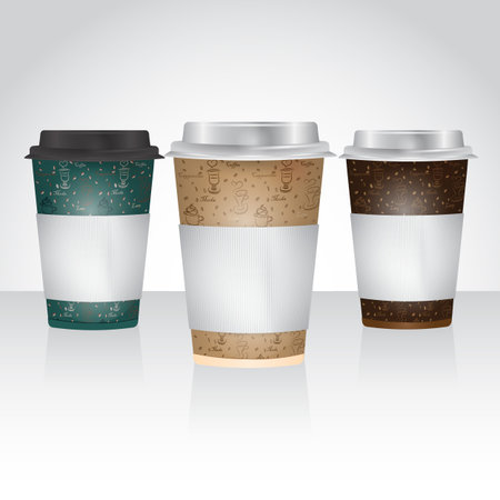 Paper Cup mock up for take away coffee or tea brightのイラスト素材