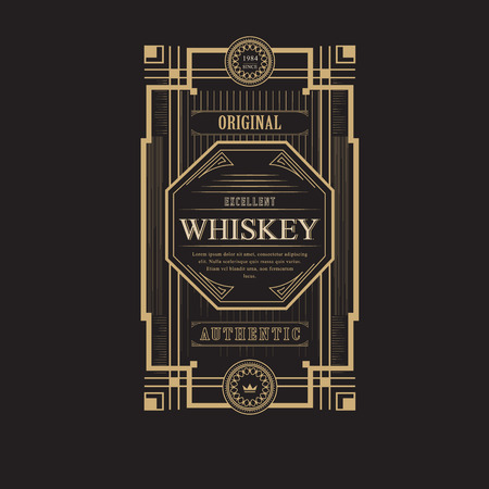 antique frame vintage border whiskey label retro  vector illustrationのイラスト素材