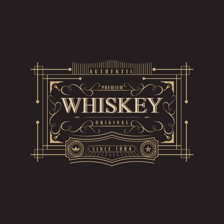 antique frame vintage border whiskey label retro  vector illustrationのイラスト素材