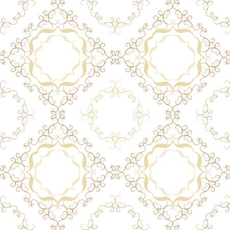 Vintage Seamless Gold Pattern Victoian Calligraphic Ornamentのイラスト素材