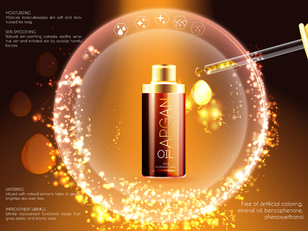 Skin serum toner template, glass bottle 3D illustrationのイラスト素材