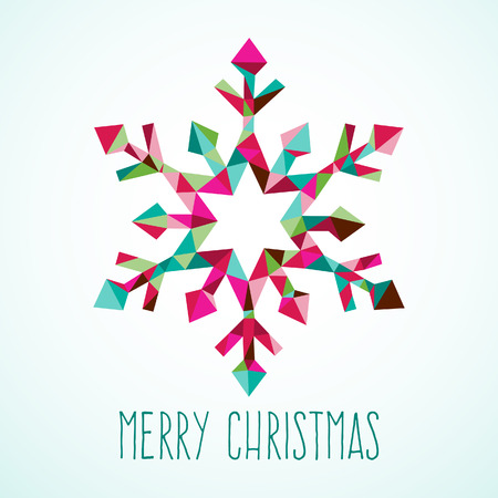 A illustration of modern and stylish geometric triangle Christmas winter snowflake on a light blue background.のイラスト素材