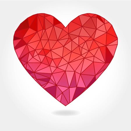 A illustration of a floating geometric triangle facet heart on a light gray background.のイラスト素材