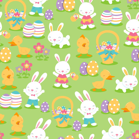 A illustration of super cute Easter theme seamless pattern background.のイラスト素材