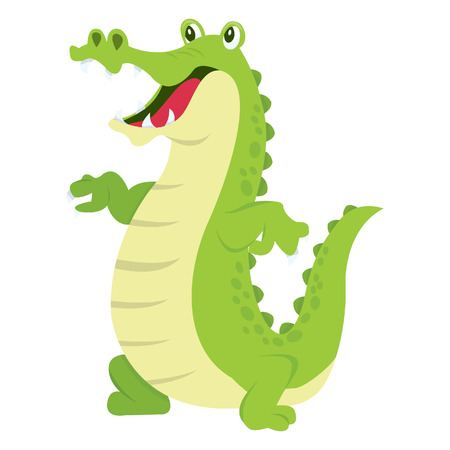 A cartoon illustration of happy crocodile standing on its two feet. のイラスト素材