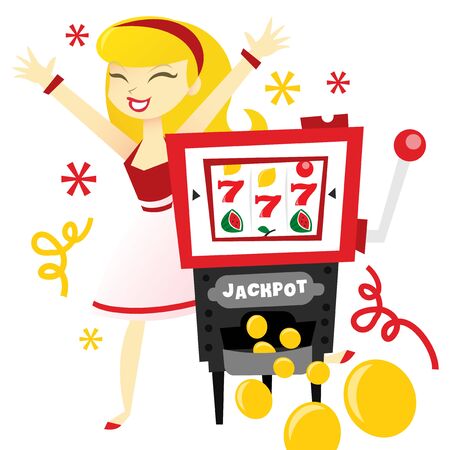 A vector illustration of a cartoon female jackpot winner.のイラスト素材