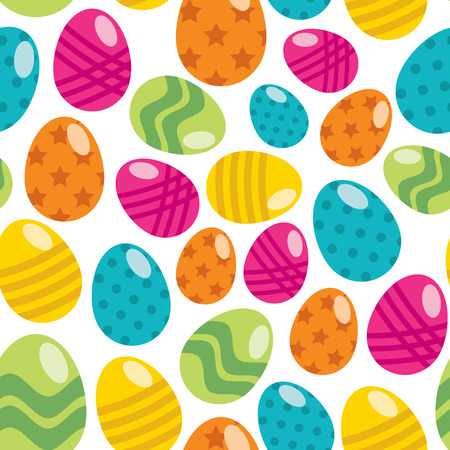 A vector illustration of a seamless pattern background filled with multicolor easter eggs. This pattern can be tiled and repeated to form larger pattern.のイラスト素材