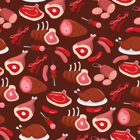 A vector illustration of funny and dark cold cuts seamless pattern background.のイラスト素材